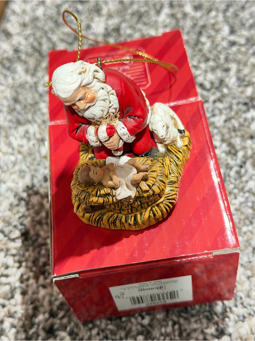 Santa Nativity Christmas Ornament - Red and White Holiday Decoration